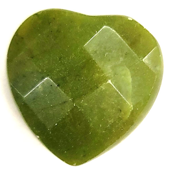 FACETED HEART 25MM OLIVE JADE